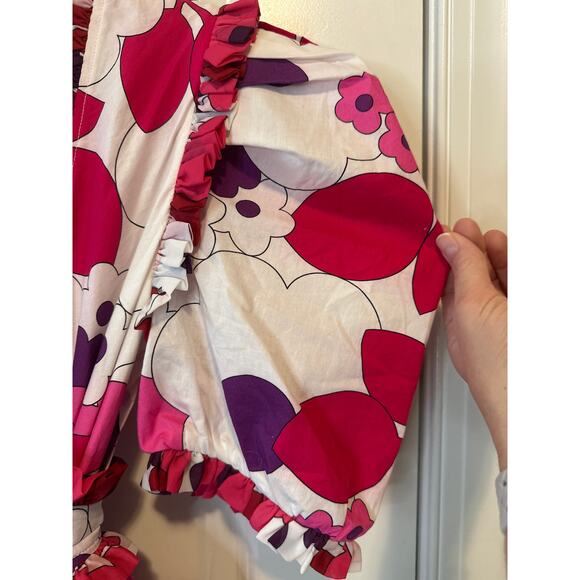 CeliaB Obsidiana Ruffle Puff Sleeve Mini Dress XS Pink Red Floral NWT - Picture 7 of 13
